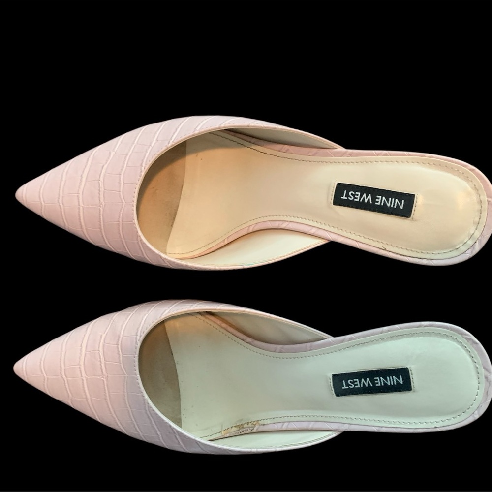 Nine West Light Pink Mules Sleek Minimalist Design sz 9M